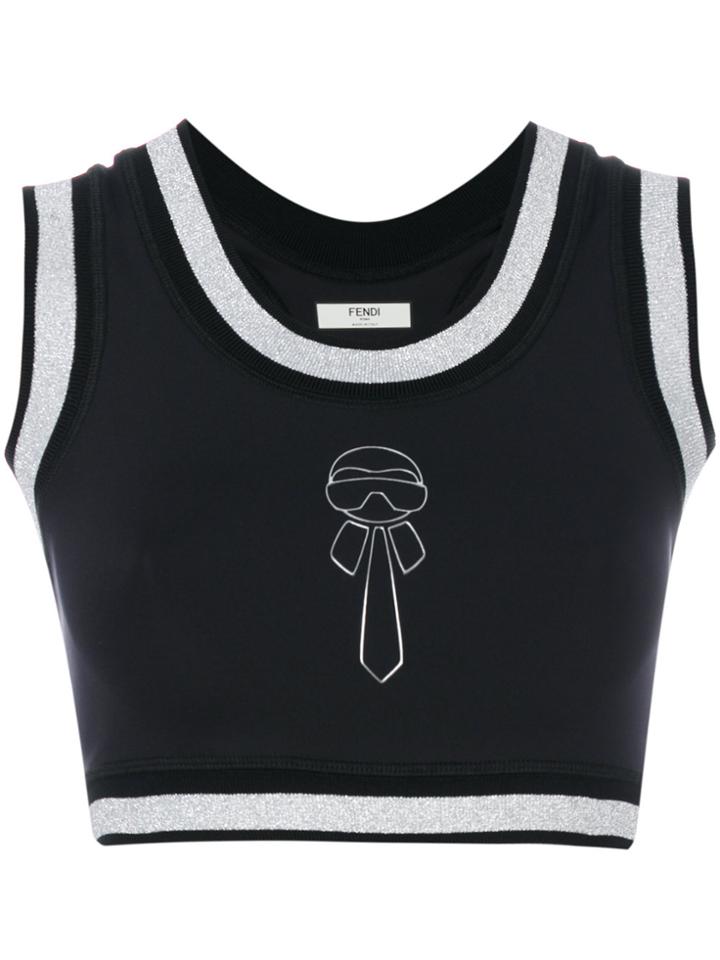 Fendi Ribbed Karl Crop Top - Black