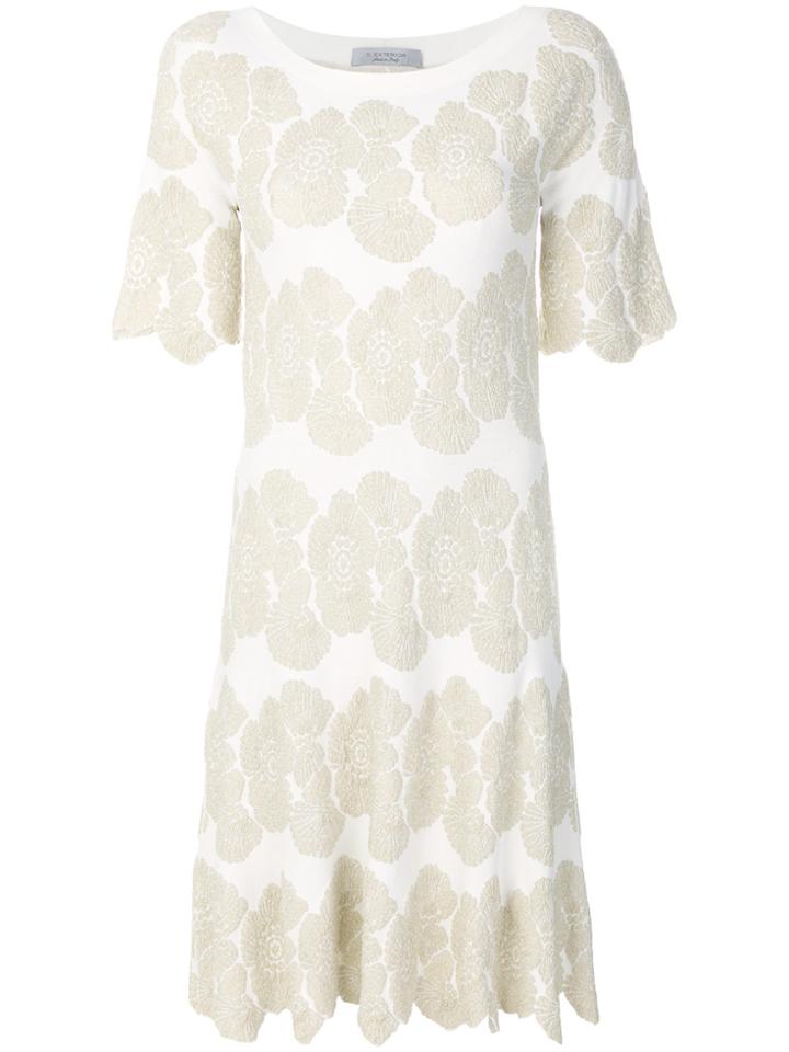 D.exterior Floral Jacquard Dress - White