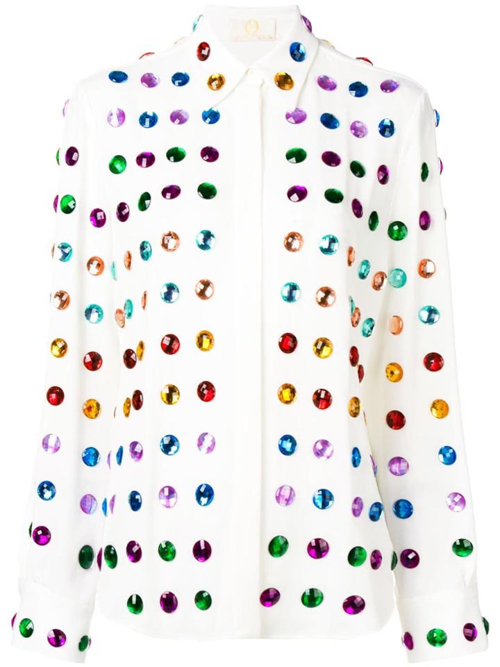 Sara Battaglia Gem Embellished Shirt - White
