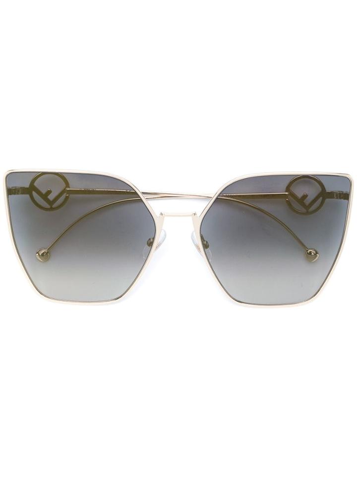 Fendi Eyewear Oversized Cat Eye Sunglasses - Gold