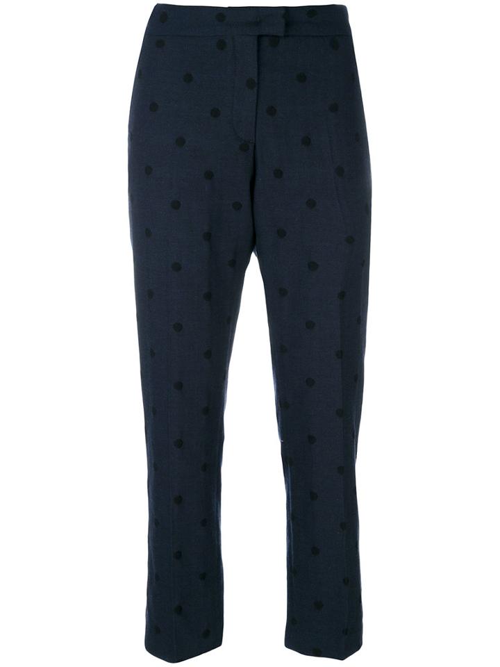 Ps By Paul Smith - Polka Dot Cigarette Trousers - Women - Cotton/acrylic/nylon/viscose - 38, Blue, Cotton/acrylic/nylon/viscose