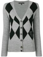Gucci Vintage 1990's Argyle Knitted Cardigan - Grey