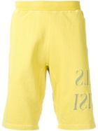 Stone Island Embroidered Detail Track Shorts - Yellow