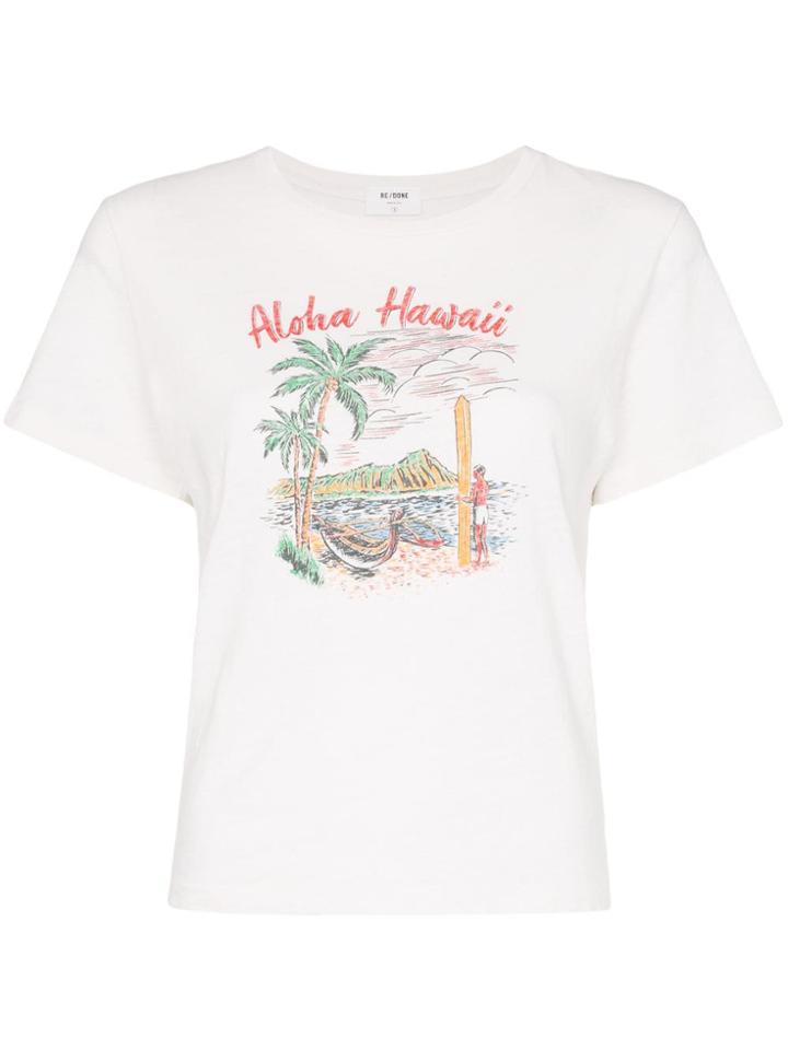 Re/done Aloha Hawaii Printed T-shirt - White