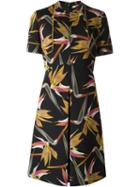 Fendi Bird Of Paradise Flower Print Dress, Women's, Size: 48, Black, Silk