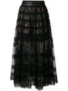 Christopher Kane Long Lace Foil And Tulle Skirt - Black