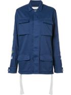 Off-white Back Print Cargo Jacket, Women's, Size: Xs, Blue, Cotton