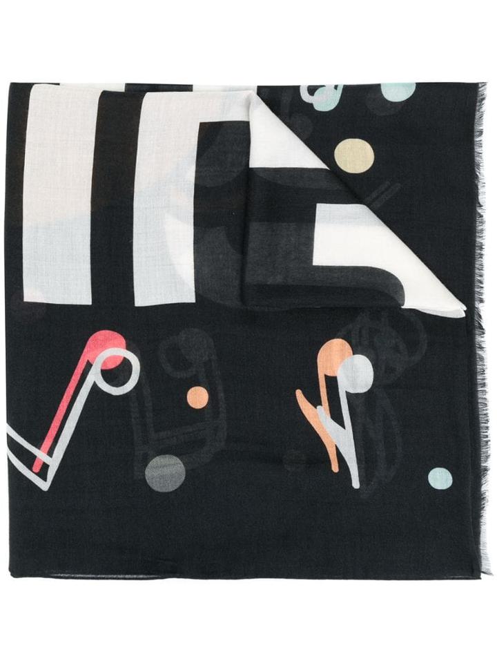 Moschino Teddy Logo Print Scarf - Black