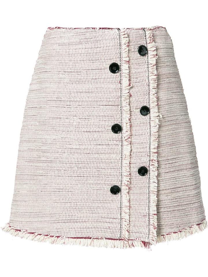 Proenza Schouler Button Detailing Skirt, Women's, Size: 0, Red, Acetate/silk/cotton
