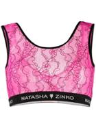 Natasha Zinko Lace Embroidered Cropped Top - Pink
