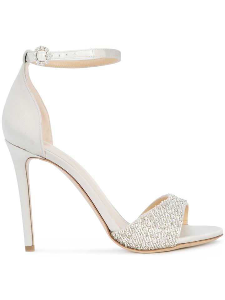 Monique Lhuillier Sequin Embroidery Sandals - Metallic