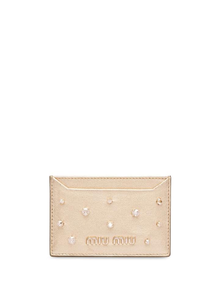 Miu Miu Crystal Embellished Card Holder - Metallic