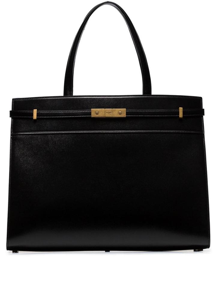 Saint Laurent Black Manhattan Medium Leather Tote Bag