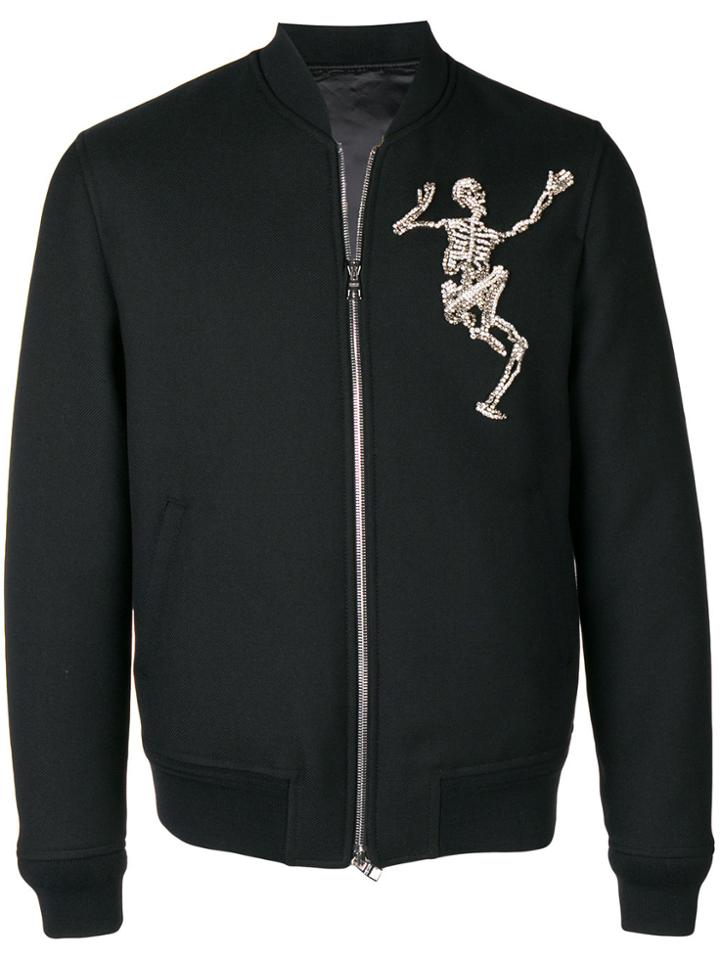 Alexander Mcqueen Dancing Skeleton Bomber Jacket - Black