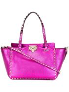 Valentino Rockstud Trapeze Tote, Women's, Pink/purple, Calf Leather