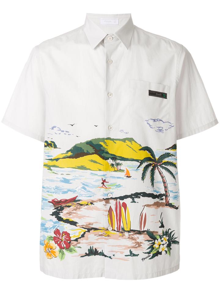 Prada Beachscape Print Shirt - Grey