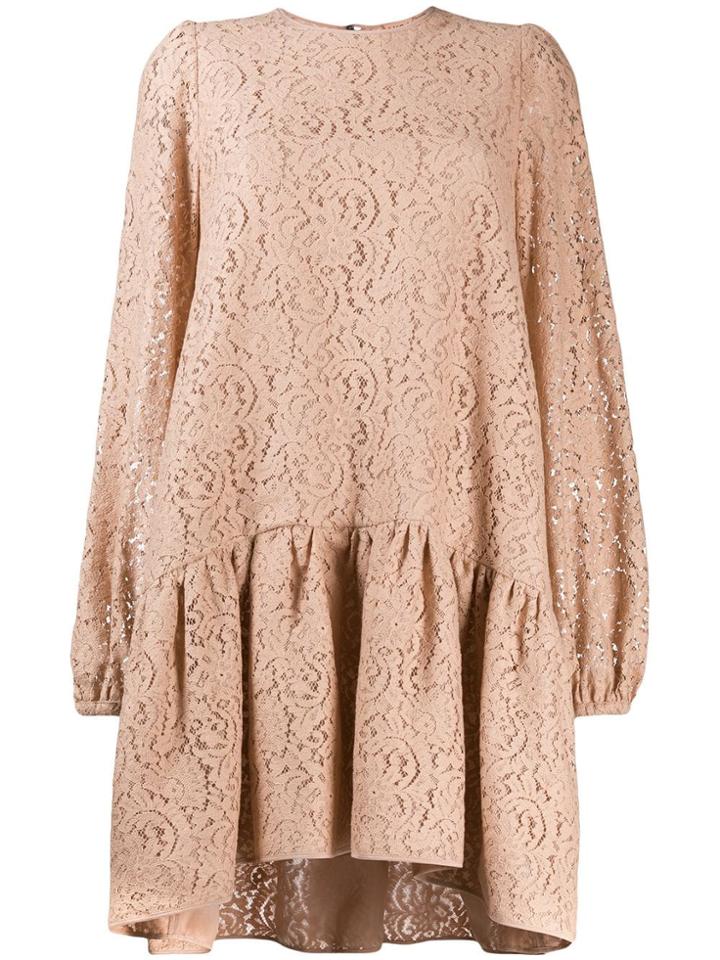 Nº21 Floral Lace Balloon Dress - Neutrals