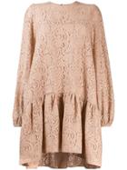 Nº21 Floral Lace Balloon Dress - Neutrals