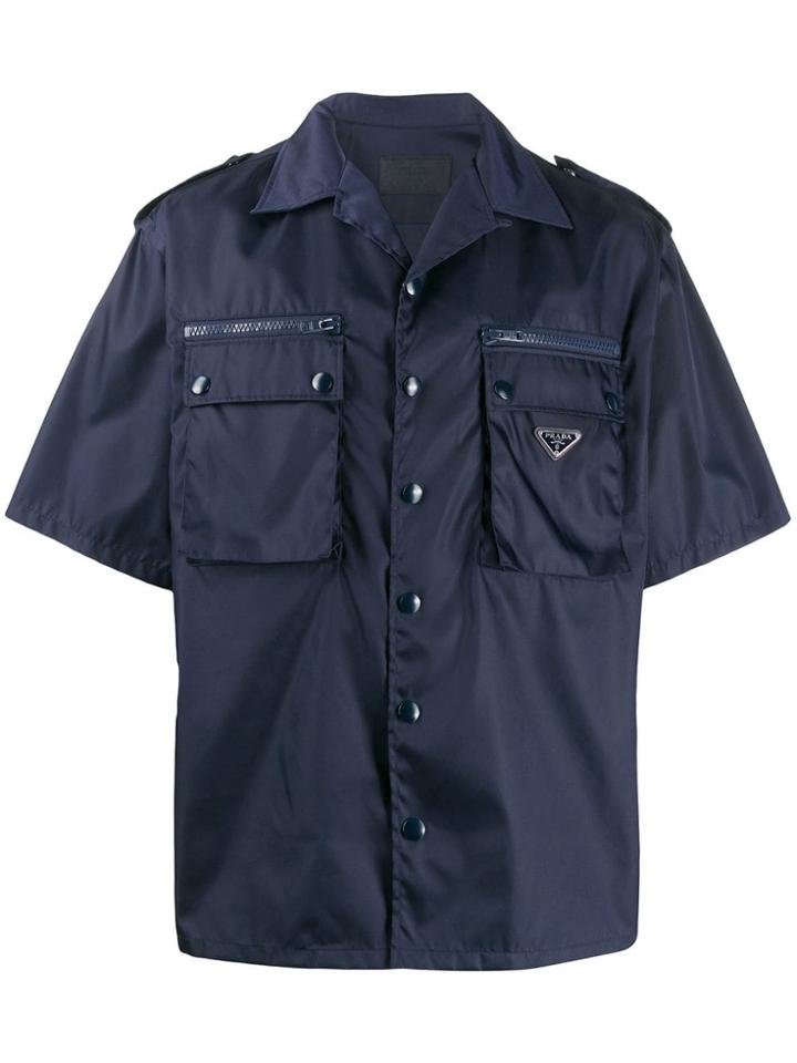 Prada Boxy Military Shirt - Blue