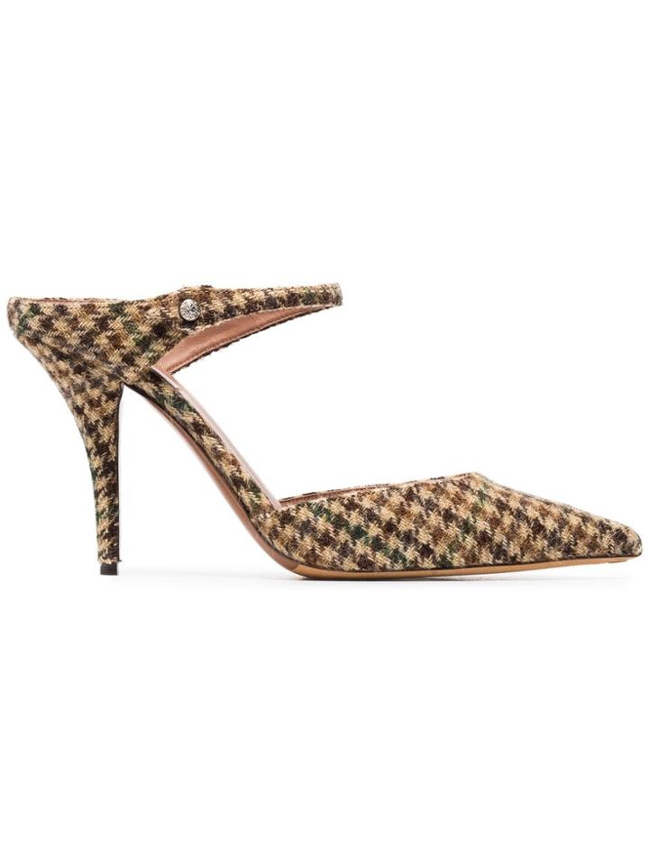 Tabitha Simmons Multicoloured Allie 95 Check Wool Mules