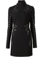 Mugler Eyelet Embellished Turtleneck Dress