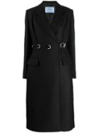 Prada Buckle Fastened Trench Coat - Black