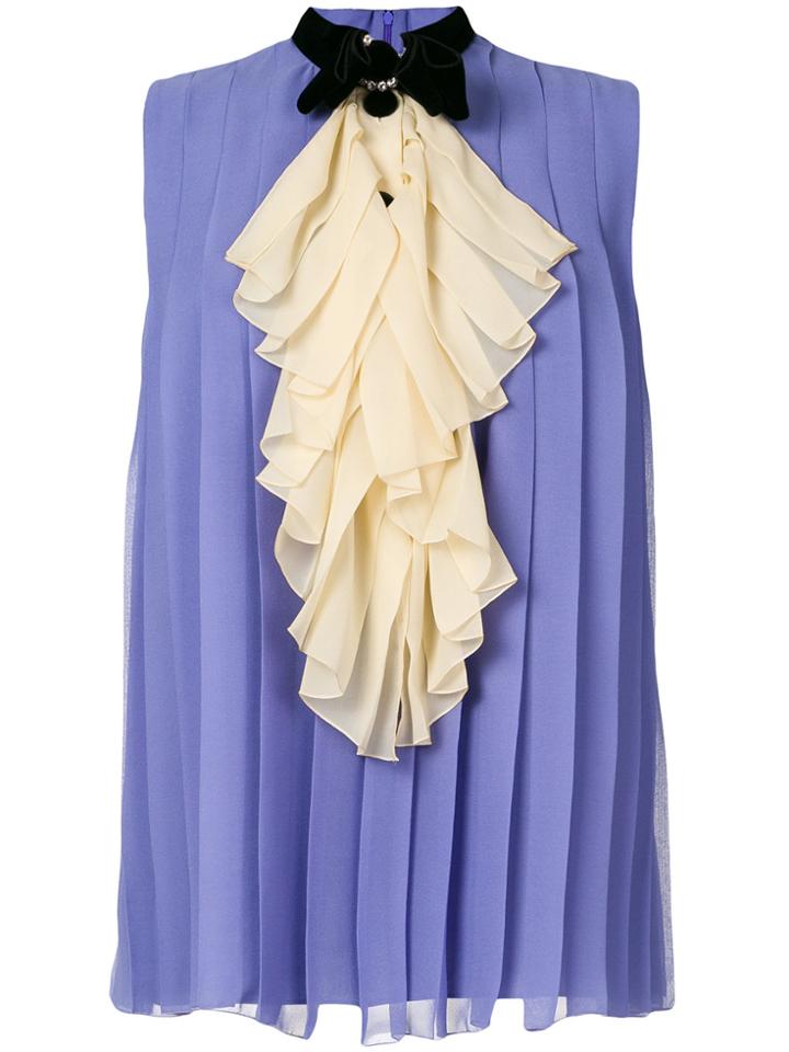 Gucci Embellished Sleeveless Blouse - Blue