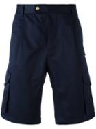 Moncler Gamme Bleu Multi Pockets Logo Patch Shorts, Men's, Size: 3, Blue, Cotton