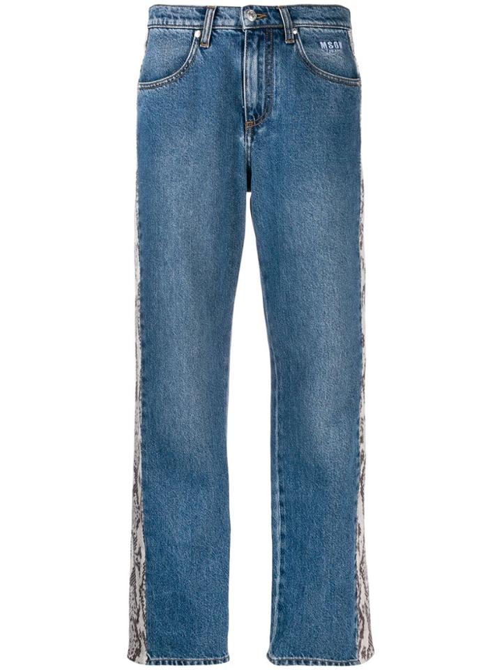 Msgm Python Effect Striped Jeans - Blue