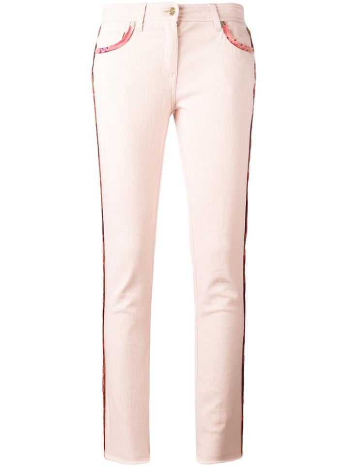Etro Lateral Strap Cropped Jeans - Pink & Purple