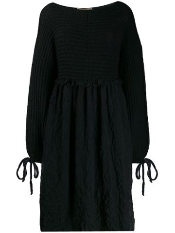 Maison Flaneur Long-sleeve Flared Dress - Black