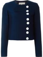 Emilio Pucci Monogram Button Jacket, Women's, Size: 40, Blue, Cotton/polyester/acetate/viscose