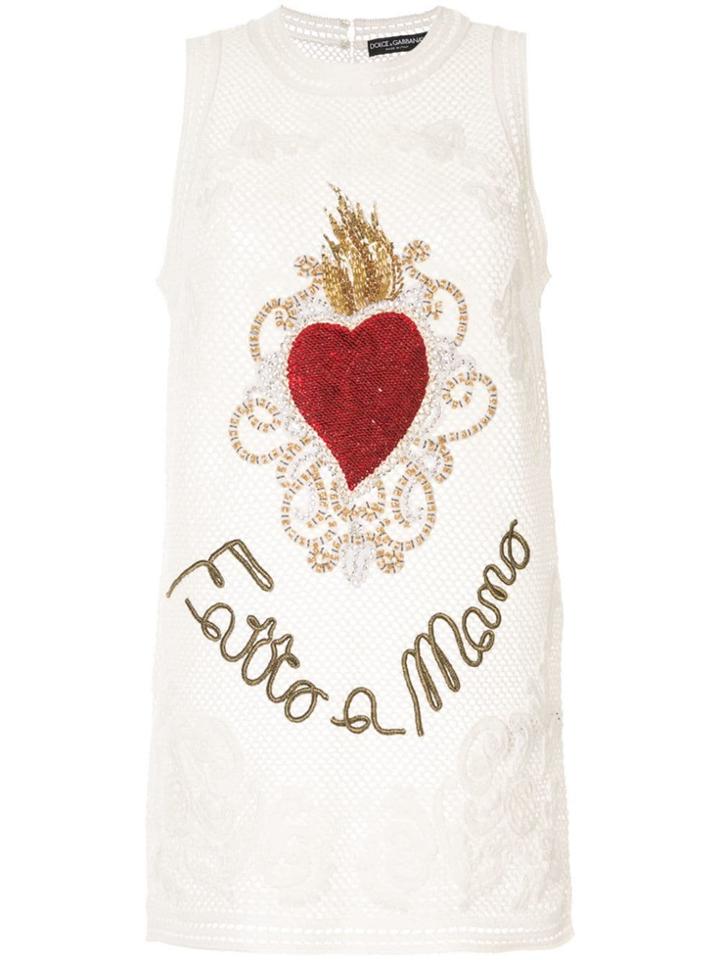 Dolce & Gabbana Sheer Embroidered Tank Top - White