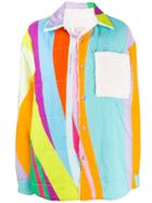 Natasha Zinko Printed Oversized Teddy Ls Jacket Rainbow - Blue