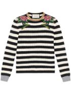 Gucci - Embroidered Merino Cashmere Knit Top - Women - Polyester/viscose/cashmere/wool - S, Black, Polyester/viscose/cashmere/wool