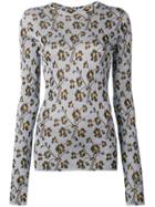 Paco Rabanne Floral-print Knitted Top - Silver