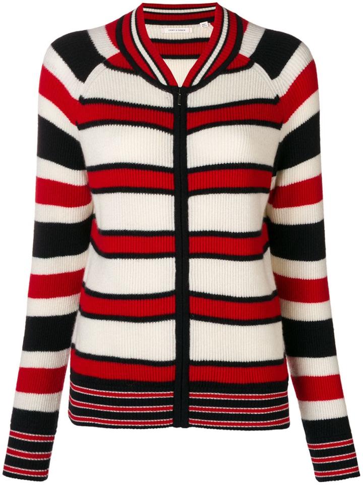 Chinti & Parker Striped Zipped Sweater - White