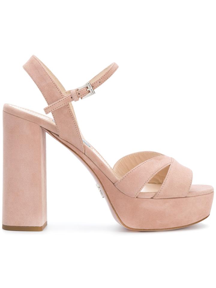 Prada Suede Platform Sandals - Nude & Neutrals