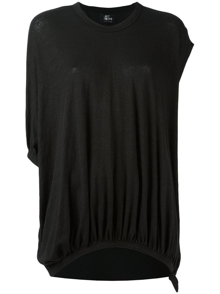 Lost & Found Ria Dunn Draped Asymmetric T-shirt, Women's, Size: Xs, Black, Linen/flax/spandex/elastane