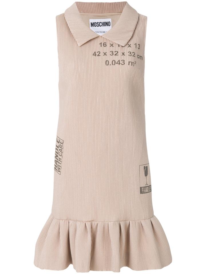 Moschino Handle With Care Ribbed Dress - Nude & Neutrals
