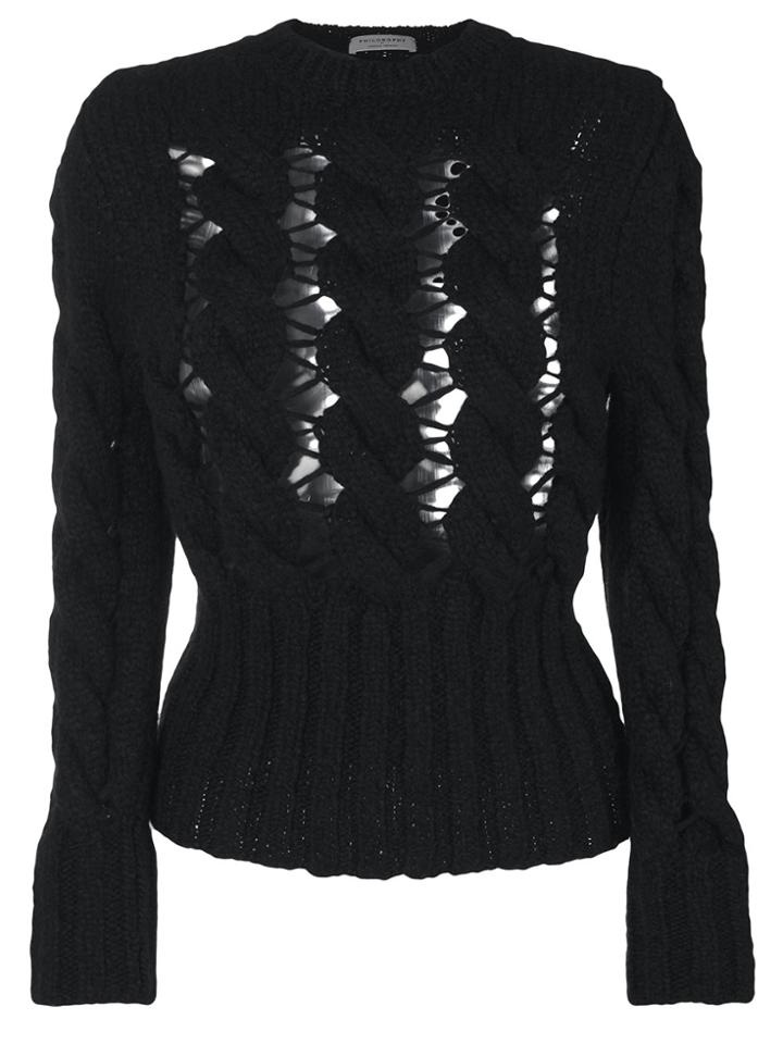 Philosophy Di Lorenzo Serafini Chunky Knit Mesh Sweater - Black