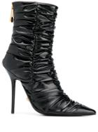 Versace Safety Pin Ruched Ankle Boots - Black