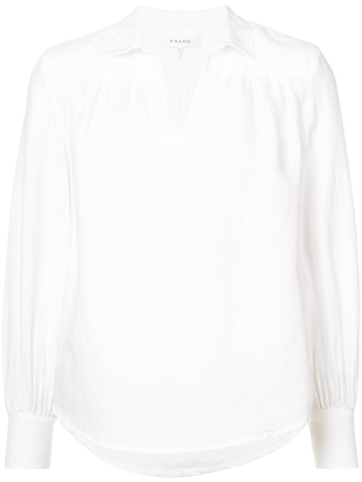 Frame Denim Collared Long Sleeve Blouse - White