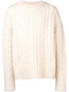 Ami Alexandre Mattiussi Crewneck Cable Knit Oversize Sweater - White