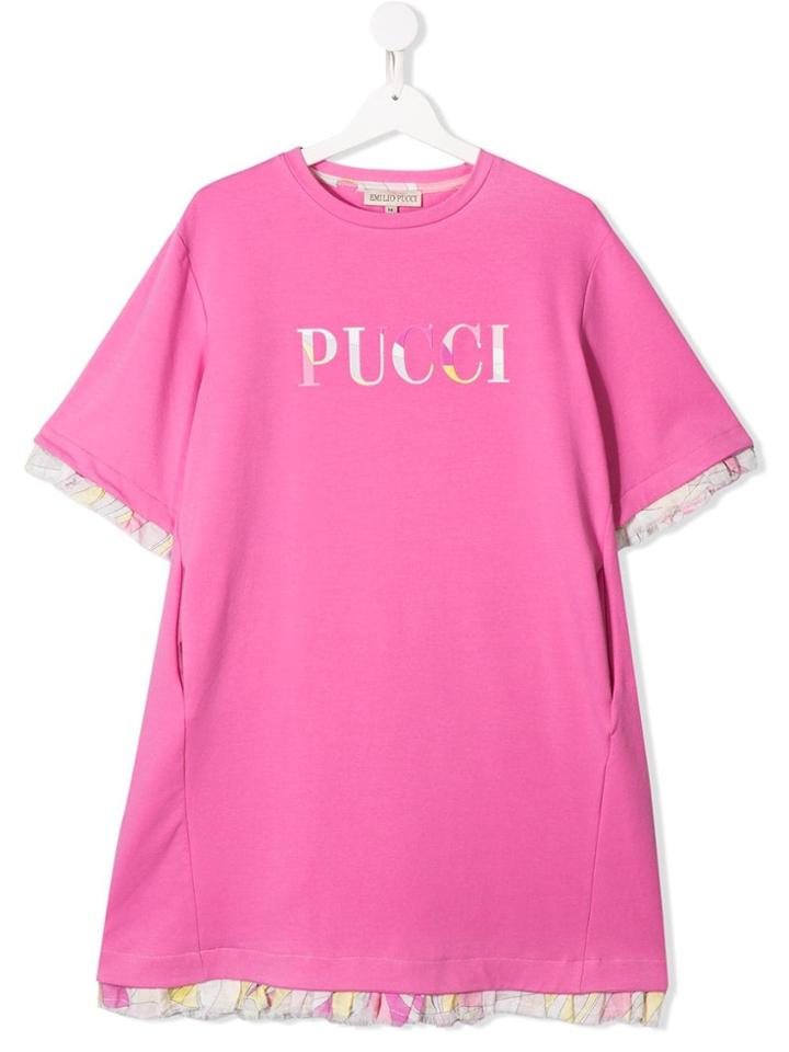 Emilio Pucci Junior Logo T-shirt Dress - Pink