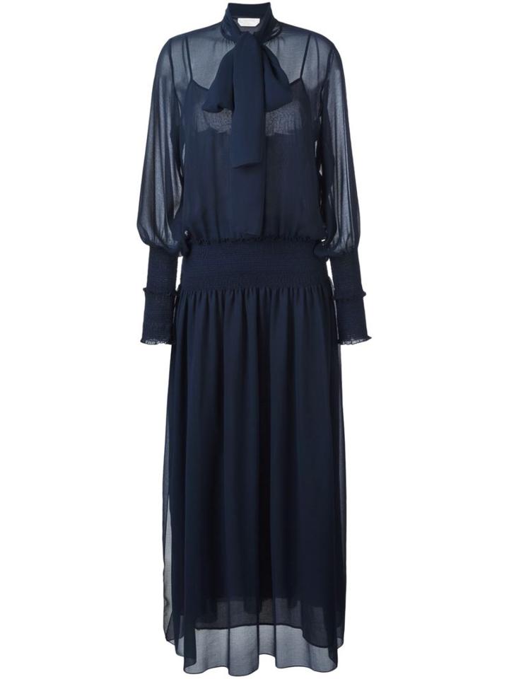 See By Chloé Bow Detail Maxi Dress, Women's, Size: 40, Blue, Cotton/polyester