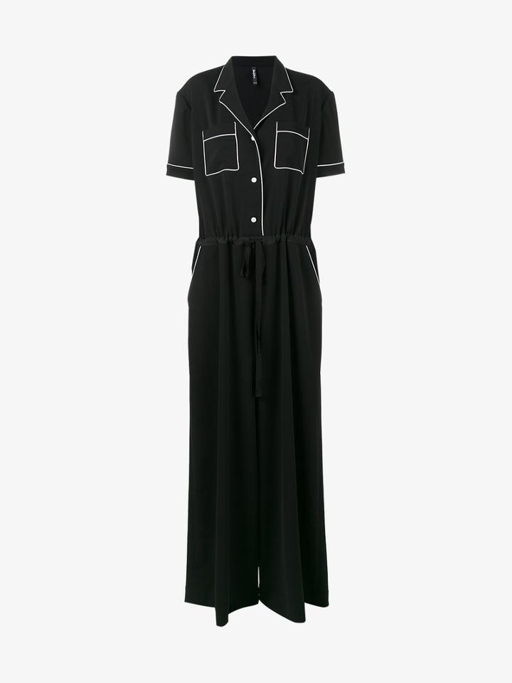 Adam Selman Pyjama Short Sleeve Jumpsuit, Women's, Size: 6, Black, Polyester/spandex/elastane