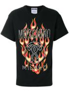 Moschino Fire Print And Studded T-shirt - Black