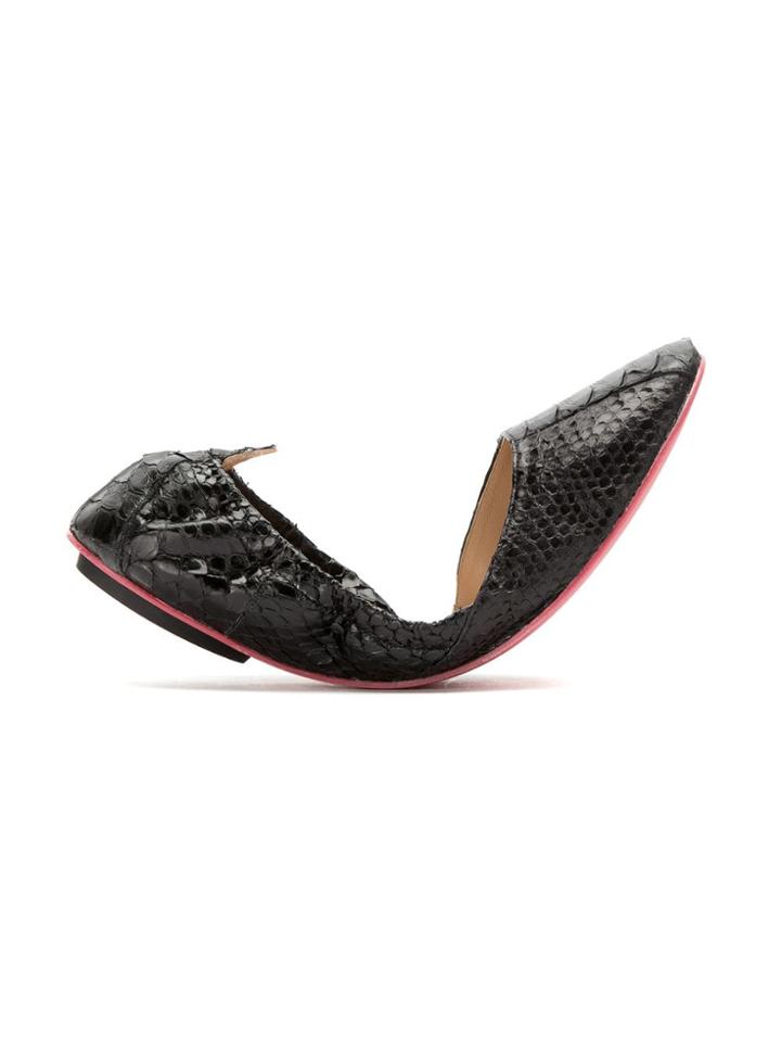 Zeferino Elasticated Trim Leather Ballerinas - Black