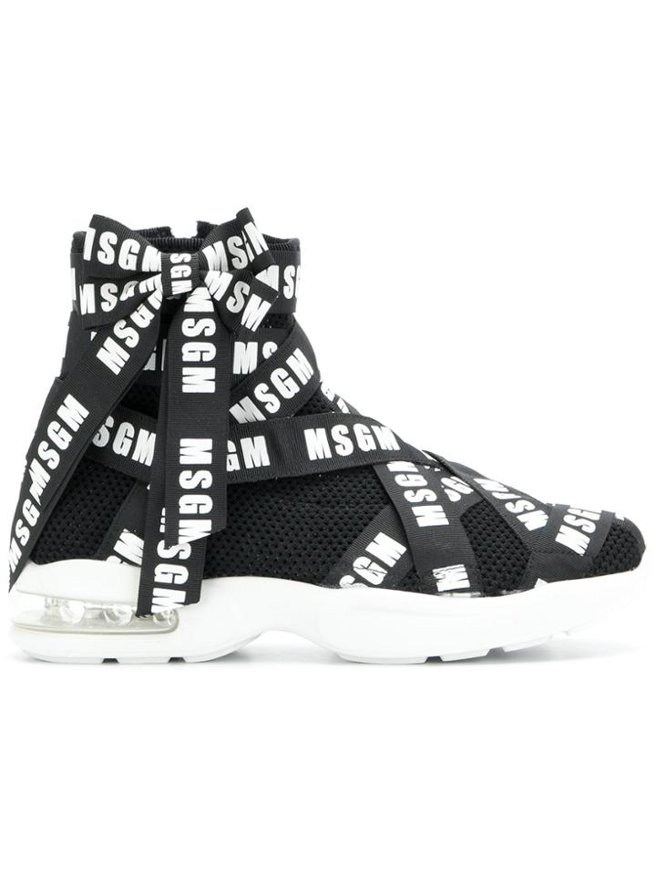 Msgm Logo Tape Sock-like Sneakers - Black